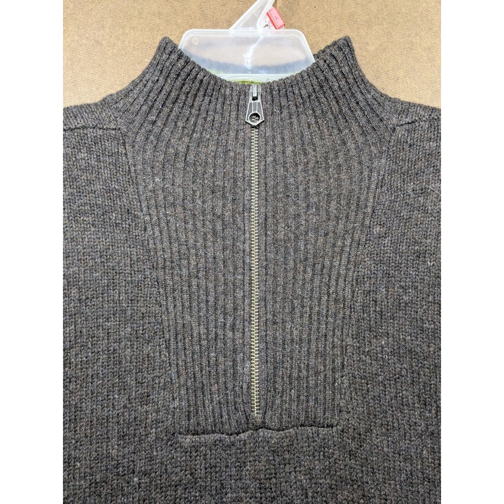 Gap Mens Lambswool Quarter Zip Sweater Brown Marl Green Trim Size L Q4/2005 - Picture 2 of 7